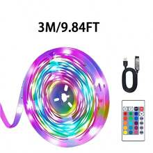 Striscia luminosa a LED con telecomando IR a 24 tasti per il controllo della striscia luminosa RGB, luminosità regolabile, adatta per camera da letto, soggiorno, retroilluminazione TV e specchi domestici, Striscia luminosa a LED RGB, telecomando a 24 tasti, dimmerazione multi-modalità, alimentata tramite USB, per PC, TV, camera da letto, sala da pranzo, soggiorno, gaming, bar, feste - uso interno - Multicolore - Visualizzare 19