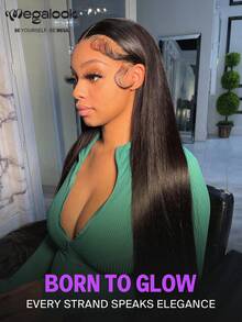 MEGALOOK 36英寸长直发假发，100%真人发，升级版13x6 Three-Go™免胶假发，带抽绳 - 预剪裁耳到耳蕾丝前假发，150%/180%密度，预漂白发结，预拔毛发际线，易于佩戴，直发长假发，26/30/36英寸 - 无需胶水，新手友好，耐用持久，轻盈帽 - SNatural - 查看 2