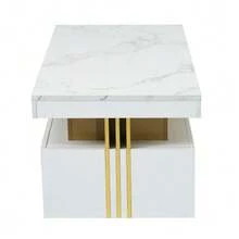 White Wall-Mounted TV Unit Set, Living Room Wall-Mounted TV Unit Set, Coffee Table + TV Stand, Multifunctional Storage Set - 白色 - 查看 9