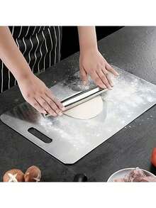 1pc 34cm X 23cm Stainless Steel Chef Cutting Board With Non-Slip Base And Storage Function, Dishwasher , Space-Saving Modern Kitchen Cutting Board Set, Knife-Friendly Design, And Rust-Resistant, Suitable For Meat, Vegetables, Cheese, Bread - Ideal For Mother's Day, Housewarming Gifts, Cutting Board, Kitchen Chopping Board, Bread Board, Heavy Duty Cutting Board, Non-Slip Cutting Board, Vegetable Cutting Board, Kitchen Tools, Kitchen Cutting Board - Silver - View 4