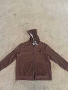 Bộ 2 áo khoác hoodie và quần nỉ in kỹ thuật số 3D cỡ lớn cho nam, dáng ôm vừa vặn, mùa xuân/thu - Cà phê nâu - Xem 5