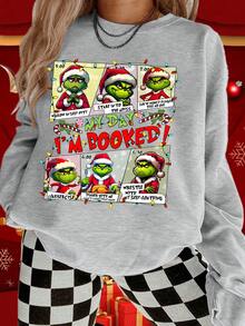 Christmas Crewneck Sweatshirt, Holiday-Themed "My Day Is All Set" Gift T-Shirt, Christmas-Themed "Juville University", Retro Holiday Pullover. - 淺灰色1 - 查看 1