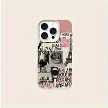 1 szt. różowo-czarne etui ochronne na telefon z nadrukiem wieży Eiffla z teksturą liczi z TPU, kompatybilne z Apple 17 16 15 14 13 12 11 Plus Pro Max Series, spersonalizowane etui ochronne w stylu INS, minimalistyczne, odporne na upadki etui na telefon, wysoka estetyka wykonania, prezent urodzinowy/świąteczny - Wielokolorowe - Zobacz 5