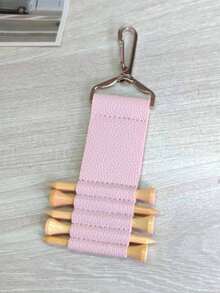 1 pieza (incluye pinchos) Soporte de pinchos de golf de cuero PU, llavero portátil para almacenamiento de pinchos de deportes al aire libre