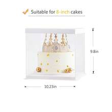 Große, transparente PET-Kuchenbox, ca. 25,4 cm x 25,4 cm x 22,9 cm (10 x 10 x 9 Zoll), mit Schleife und vorgefaltetem Deckel, geeignet für Kuchen bis ca. 20,3 cm (8 Zoll), zur Präsentation von Backwaren, für hochwertige Geschenke, als Geschenkbox für Feiertage – Weiß - Verschiedenfarbig - Übersicht 4