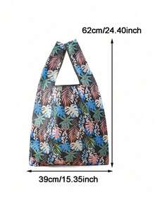 Durable Washable Floral Pattern Large Shopping Bag - Foldable Reusable Grocery Tote Bag With Brown Trim, High Quality Reusable Shopping Bag - Multicolor - View 4