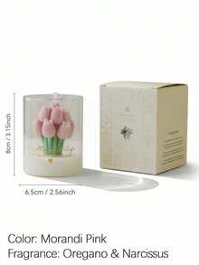 Vela perfumada en tarro de vidrio con ramo de tulipanes - Vela floral hecha a mano en taza, adecuada para decoración del hogar, cumpleaños, regalo de dama de honor, regalo romántico del Día de San Valentín - Multicolor - Ver 13