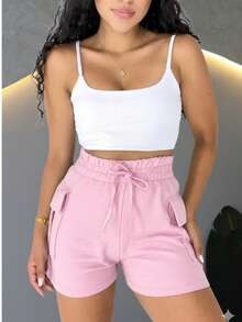 Women's Shorts Sweatpants Sweatpants Loose Shorts Comfortable Cotton - Màu xanh lá cây đậm - Xem 4