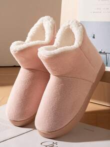 Autumn/Winter New High-Top Thermal Slippers, Couples Style, Closed Toe, Thermal Lining, Thick Sole, Non-Slip, Indoor & Outdoor Wear - Pink - View 4