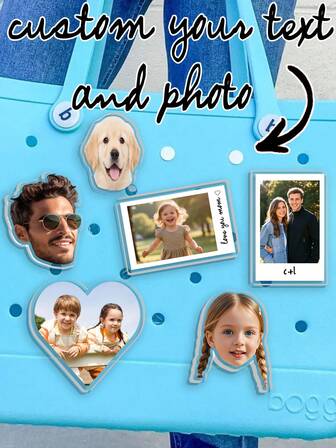 Accesorio personalizado y personalizado para bolso de acrílico: admite cargar fotos de mascotas, retratos familiares o nombres personales. Disponible en 3 formas: rectángulo (7x4.5cm), corazón (4.5x4.5cm) y silueta de gato (4.5x3.5cm), hecho de acrílico translúcido con un acabado vintage.