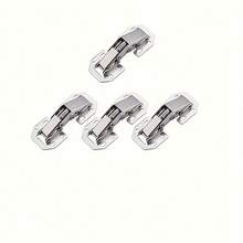 Muy buenas 4 piezas de bisagras ocultas de acero inoxidable para gabinetes con 90°Amortiguador de resorte de cierre suave - Diseño sin marco montado en superficie, instalación sin taladro, incluye 8 tornillos cada uno (30 en total) para gabinetes de madera, muebles y cocinas modernas, bisagras para gabinetes, cierre silencioso de puerta, bisagra contemporánea, construcción duradera, herrajes elegantes, herrajes de alta calidad, instaladores profesionales - Plateado metálico - Ver 2