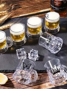 1pc Personalized Mini Transparent Beer Mug With Handle - 2oz Beer Glass, Bulk, Suitable For Beer Festivals, Birthdays, BBQs, Bar Parties, Bridal Wedding Decoration - Multicolor - View 2