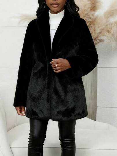 Fur Coat Women Winter Coat Women Fall Clothes For Women Luxurious Plus-Size Winter Coat In Black. This Thick, Heavyweight Jacket Features A Soft Lining, Deep Pockets, And Exceptional Insulation, Making It Your Perfect Go-To Coat For All Your Outdoor Adventures.