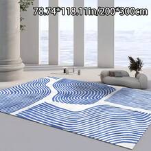 Area Rug, 200x200cm - Elegant Blue And White Wave Pattern, Soft Surface With Non-Slip Base, Machine Washable, Perfect For Living Room, Bedroom, Etc., Bedroom Decoration |   Modern Decoration |   Machine Washable Mat - 彩色 - 查看 1