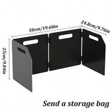 露营炉灶挡风罩，便携式炉灶挡风板，轻便可折叠燃气炉挡风罩，带收纳袋，适用于露营、豪华露营、徒步旅行、野餐、背包旅行、烹饪、钓鱼 - 黑色 - 查看 13