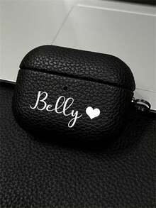 [Customized]Personalized Name Letters Customize Earphone DIY Case For Airpods 1 2 3 4 Pro 2 Pro 3 Luxury Lychee Faux Leather Pattern With Keychain Cover