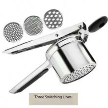 Heavy Duty Stainless Steel Potato Masher With Silicone Handle, Manual Potato Ricer - Multicolor - View 9