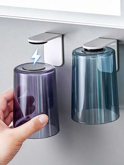 Tasse de rinçage suspendue magnétique, tasse à brosse à dents minimaliste transparente, tasse de lavage domestique, support mural pour tasse à brosse à dents