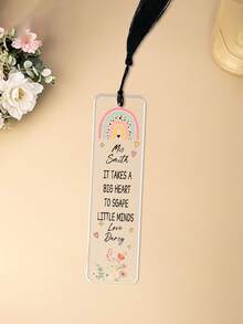 Marcador de página personalizado em acrílico, presente de agradecimento para professores, marcador de página em arco-íris, presente de agradecimento, presente de volta às aulas, presente para alunos e professores. Tamanho 12 x 3 cm.