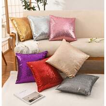 Funda de cojín decorativa con lentejuelas brillantes| Elegante Funda Protectora para Cojines de Sofá, Cama y Sala de Estar| Fácil de limpiar| Regalos Modernos para el Hogar - Rojo - Ver 7