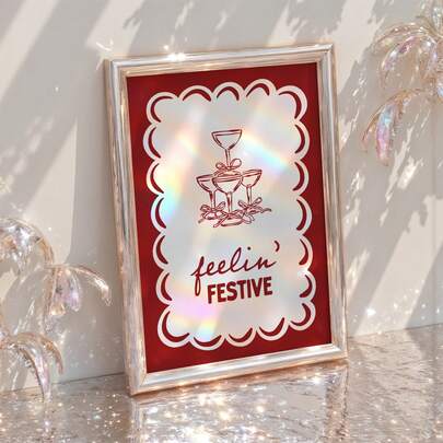 1 件套无框新年复古印刷品，学院风节日海报系列，复古酒吧推车标牌，节日派对装饰，趣味印刷品，适用于客厅、卧室和宿舍 | 时尚的庆祝礼物，兼具学术美感