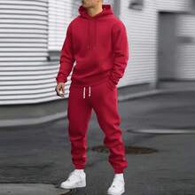 Men's Autumn Suit Casual Sports Solid Color Hoodie Men's Two-Piece Set Loose Sweatshirt Men's Clothing - Dark Green - View 10