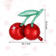 6pcs Cherry Balloons, 20 Inch Cute Cherry Foil Balloons, Red Fruit Mylar Balloons For Cherry Summer Themed Birthday Party Decoration - Multicolor - View 3