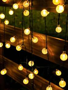 1 pièce Guirlande lumineuse solaire à 20 ampoules de 4 m / 30 ampoules de 5 m / 50 ampoules de 7 m avec boule à bulles et 8 fonctions, décoration extérieure de jardin avec boule de cristal, décoration de fête, boule à bulles solaire LED, décoration de Noël, éclairage de camping, éclairage LED extérieur pour la saison des déménagements - Jaune citron - Voir 5