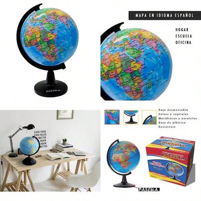 ml Globo Terráqueo Mapa en español para Educativo Globo Girable Decoración de Escritorio oficina hogar y escuela Mapa Político Geográfica/Moderna 10.6cm10101