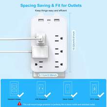 JcBlaon Outlet Extender - Wall Surge Protector With 6 Outlets 3 USB (2 USB A, 1 USB C) Multi Plug Outlet Splitter, Wall Mount Adapter With Top Phone Holder For Home, School, Office,White - White - View 6