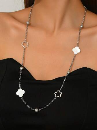 1pc Sexy Fashion Bohemian Multi-Color Corn Chain Necklace, New Added Faux Pearl Heart Pendant Necklace, Multi-Heart Double Layer Necklace, Multi-Color Resin Block With CCB Gold Chain Necklace, Four-Leaf Five-Leaf Clover Shaped Silver Chain Necklace, Imitation Turquoise Bead & Glass Bead 3-Layer Necklace, Rhinestone Decorated Gold Chain Double Layer Necklace, Minimalist Luxury Suitable For Any Outfit, Ideal Daily/Holiday Gift For Women