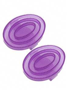 2pcs Horse Grooming Brush, Pet Bathing Rubber Brush, PVC Material Massage Horse Brush, Fluorescent Massage Horse Brush, Horse Grooming Supplies, Horse Brush For Cleaning Horses - Multicolor - View 11