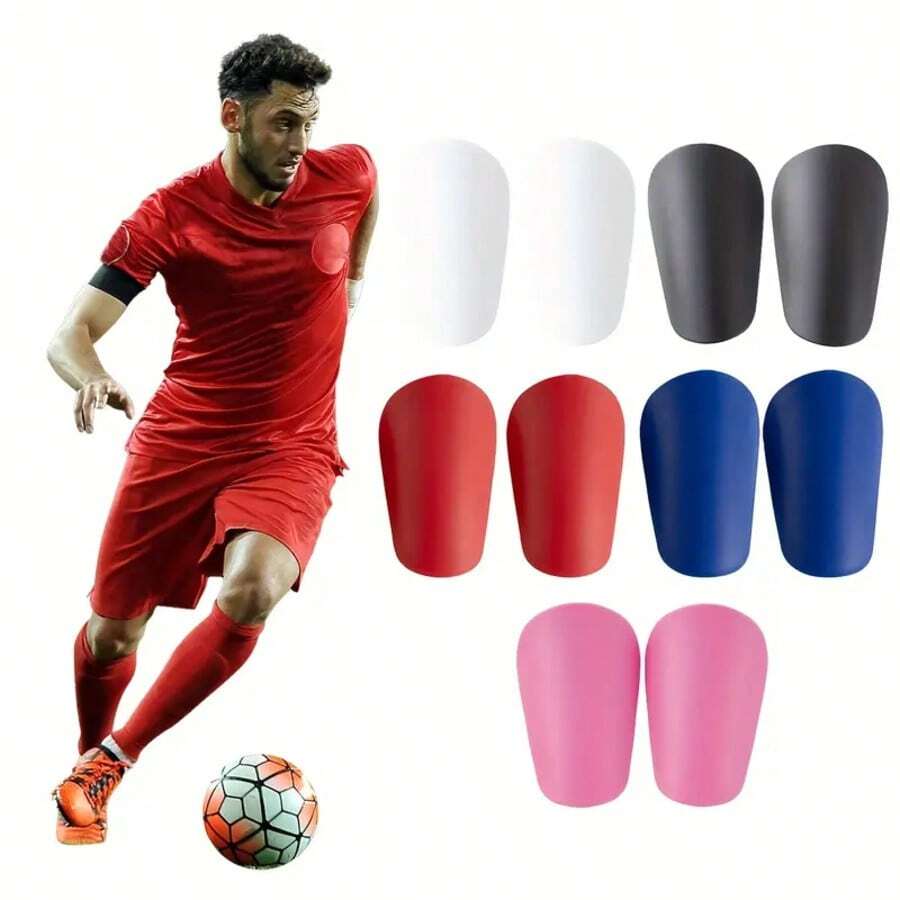 2PCS Unisex Football Shin Guards, High-Quality Durable PET Material, Mini Soccer Leg Sleeves For All Seasons With Pull-On Closure – Versatile Protection Gear In White, Red, Black, Blue - Plain Shin Guards - View 1