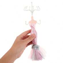 Jewelry Display Stand Hanging Jewelry Organizer Holder Mannequin Necklace Bracelet Display Rack With Pink Dress Valentine's Day Gift For Girlfriend - 七彩閃亮粉紅色 - 查看 6