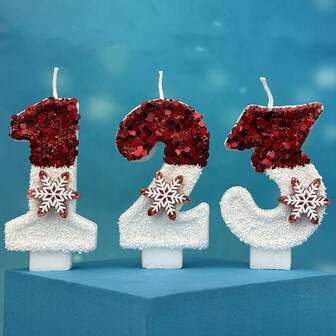 1支手工雪花造型生日蜡烛，0-9数字蜡烛，成人派对庆祝周年纪念装饰蜡烛