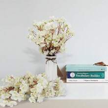 6Pcs Artificial Silk Cherry Blossom Flower Artificial Cherry Blossom Branches For DIY Wedding Bouquets Home Japanese Decor(White),White - 白色 - 查看 7