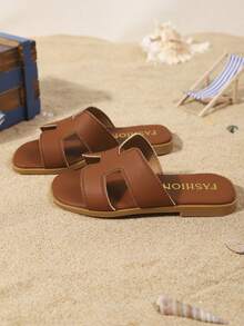 1双真皮幼儿/小女孩平底凉鞋，简约可调节绑带圆头时尚优雅可爱罗马凉鞋，适合6-17岁女孩日常休闲度假沙滩穿着，2026春夏款 - 棕色 - 查看 7