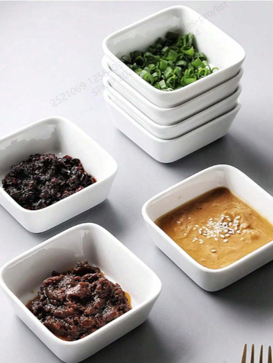 1pc Ceramic Sauce Dish, Condiment Plate, Household Soy Sauce Vinegar Spice Plate, Fried Chicken Fries Dipping Bowl, Suitable For Home Kitchen, Restaurant, Sushi Bar, Gathering, Hot Pot, Picnic, Camping, BBQ, Cold Dish, Kitchen Utensils, Tableware Accessories - White - View 1