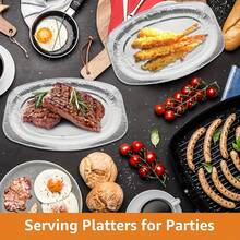 5/10pcs Aluminum Serving Trays, Suitable For Buffet, Birthday, Wedding, Dining, BBQ And Other Gatherings, 35X23Cm, Stable And Practical - Silver - View 6