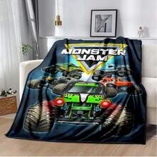 Monster Jam  Truck  Sofa Blanket Lightweight Warm Insulation Blanket Bed Office Car Knee PadsThrow Blanket#Color_Green,Size_125X150CM - màu đen - Xem 1