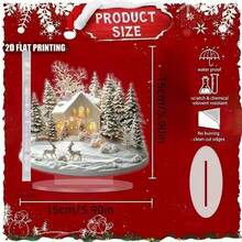2D Flat, 1pc Elegant Snowy Cabin & Reindeer Scene Desktop Decor - Waterproof, Scratch-Resistant Acrylic Figurine With Base, Suitable For Home Or Office, Perfect Holiday Gift & Christmas Choice, 2D Flat, Christmas Home Decor, Christmas Village Accessory, Seasonal Decor, Minimalist Design, Durable Material, Scratch-Resistant Decoration, Seasonal Decor Enthusiast - Multicolor 1 - View 3