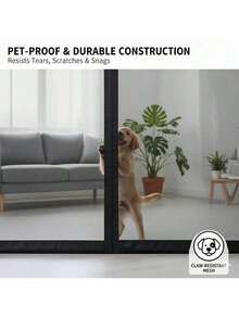 High-Density Magnetic Screen Door Mesh For Home And Patio, Tear Resistant Backdoor Screen Net With Magnetic Closure{Inchcolor_nameinch:InchGreyStripeinch,Inchsize_nameinch:InchFitDoor36\Inchx96\Inch/Screen38\Inchx98"Inch} - GreyStripe - View 1