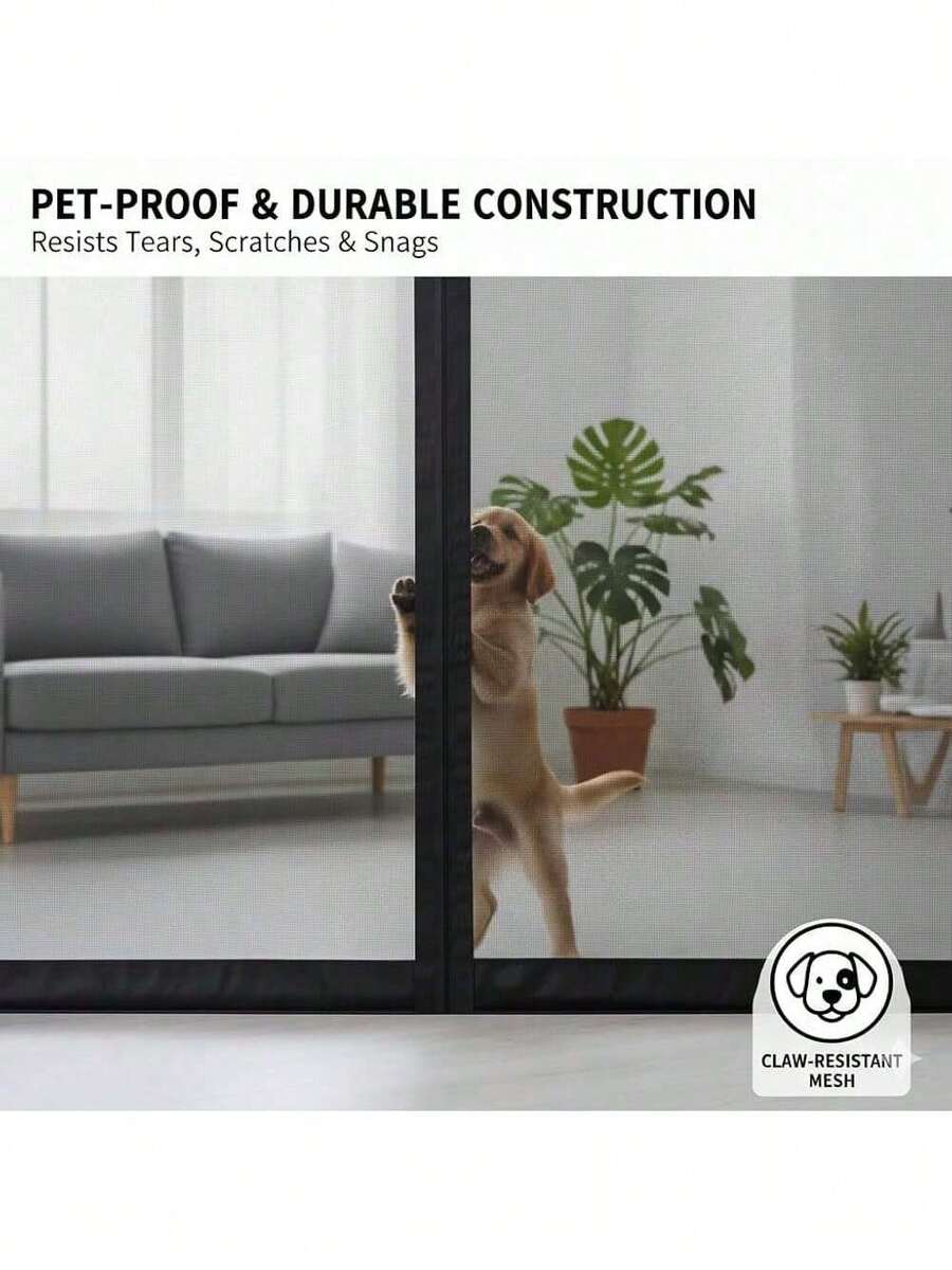High-Density Magnetic Screen Door Mesh For Home And Patio, Tear Resistant Backdoor Screen Net With Magnetic Closure{Inchcolor_nameinch:InchGreyStripeinch,Inchsize_nameinch:InchFitDoor36\Inchx96\Inch/Screen38\Inchx98"Inch} - GreyStripe - View 1