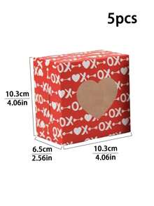 5个/20个装情人节新款结婚糖果盒，心形开窗饼干盒，烘焙包装蛋糕盒，七夕节情侣浪漫礼物方形开窗礼盒 - 彩色 - 查看 18