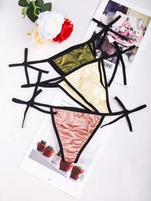 5 Pieces Of Men's Sexy Strap Thong Underwear - Men's Fashionable Satin Low Waist Underwear, Fashionable And  Men's Bikini Underwear, Cool And Comfortable Strap Design, Suitable For Daily And Casual Wear - Multicolor - View 2