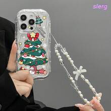 Funda de Teléfono con Patrón Navideño de Onda Crema - Sin Cordón, Compatible con iPhone 17 Air/16E, 14/15/16 Plus, 17/16/15/14/13/12/11 Pro/Pro Max, X/XR/XS Max, Funda Suave de TPU, Buen Agarre, Diseño Simple y Fresco, Adecuada para Hombres y Mujeres, Borde de Onda, Múltiples Colores Disponibles - transparente - Ver 5