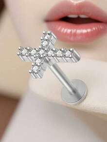 1 chiếc khuyên xỏ khuyên tai sụn mũi môi bằng thép không gỉ - Bạc - Xem 4