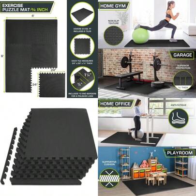 Extra Thick Puzzle Exercise Mat 1'' ¾ EVA Foam Interlocking Tiles For Protective Cushioned Workout Flooring For Home And Gym Equipment