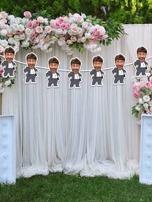 7/14/21pc Custom Groom Face Photo Paper Banner, Fun Groom Face Flag For DIY Hanging Banners Suitable For Garden And Room Decoration, Perfect Choice For Bachelorette Parties And Wedding, Bachelorette Party Decorations, Wedding Decorations, Paper Banner,Personalized Gifts,Customized Christmas Gifts,Christmas - Multicolor - View 2