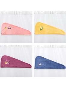 1-10件女用乾髮帽，加厚珊瑚絨吸水三角帽，卡通刺繡髮巾，洗澡帽，髮飾，返校旅行度假必備，女用髮飾 - 彩色 - 查看 13